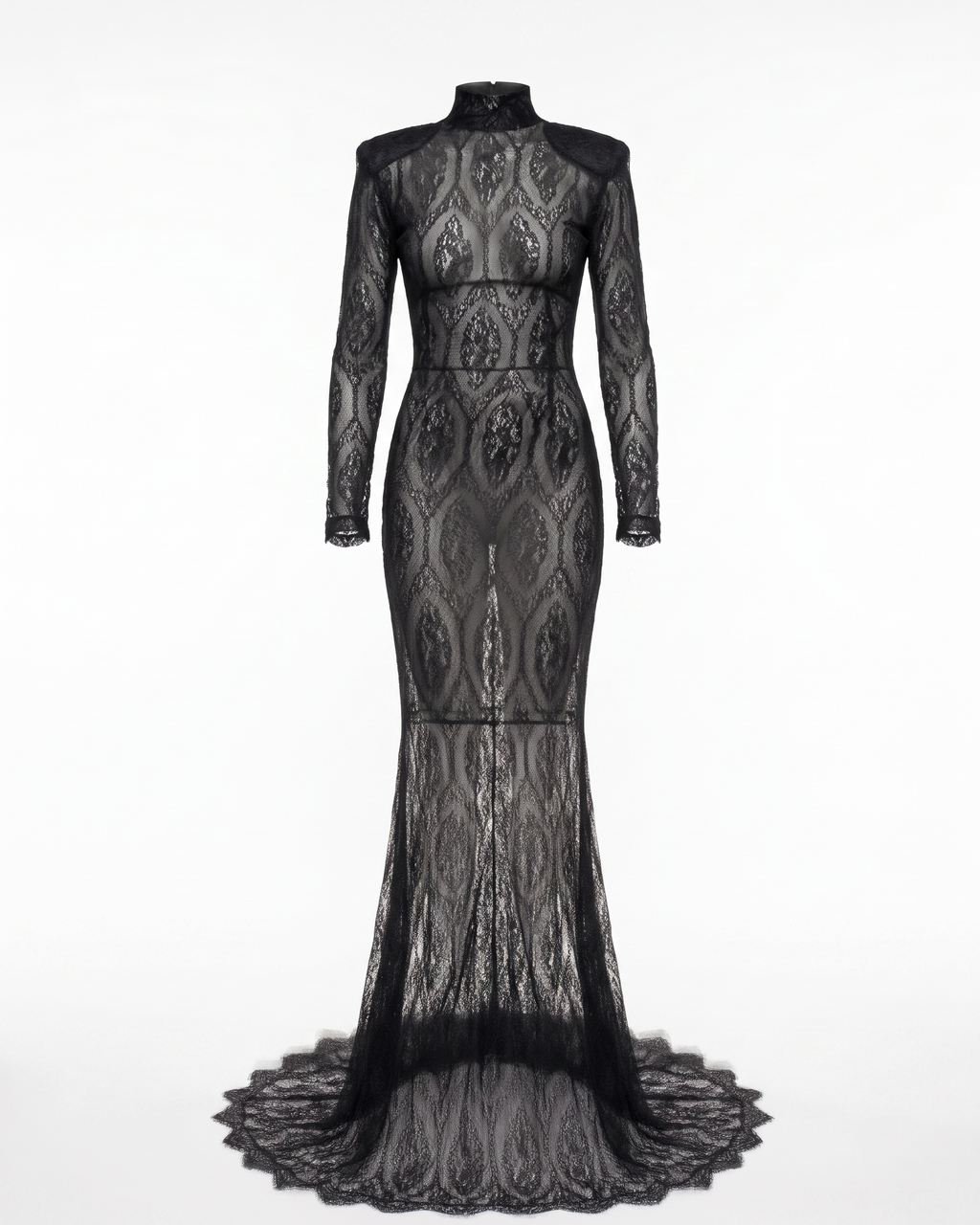 VESTIDO NEGRO DE ENCAJE CON HOMBRERAS